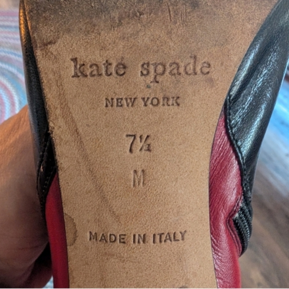 Kate Spade Made In Italy Vintage Leather Black and Red Heeled Boots EUC - Picture 7 of 10